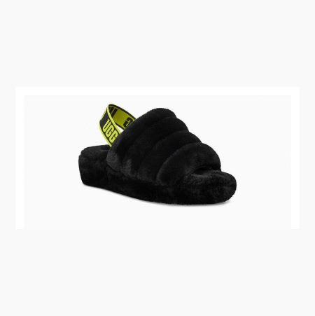 UGG Fluff Yeah Sundae - Badesandaler Dame - Svart Gul (NO-N437)